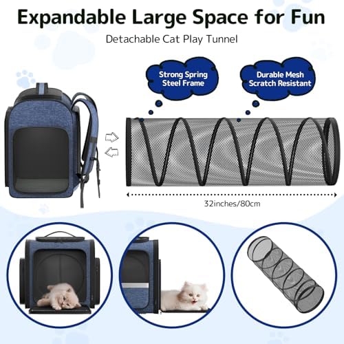 Pawtners Cat Backpack with Play Tunnel, Design - Image 2
