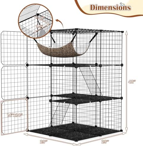 Tangkula Cat Cages Indoor, 3-Tier Cat Enclosure - Image 4