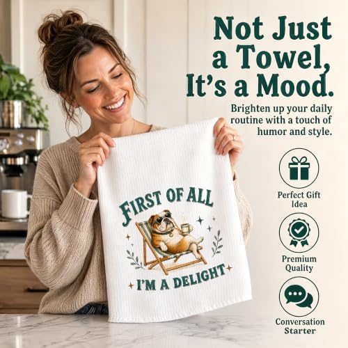 English Bulldog Kitchen Towel, Cute Dog Hand Towel, Funny Dog Lover Gift - Image 5