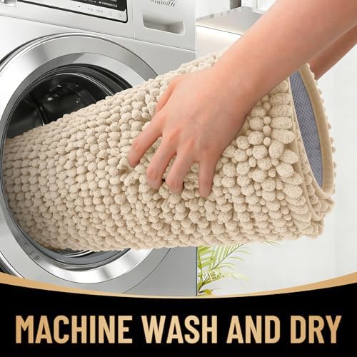 OLANLY Thick Chenille Bathroom Runner Rugs 44x24, Absorbent Bath Mat - Image 4