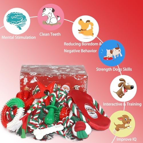 Beiker Christmas Dog Toys Bulk 15 Pack, Puppy Chew Toys - Image 3