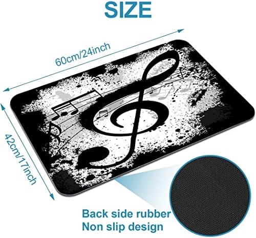 YISUMEI Black and White Music Notation Bathroom Mat, Non-Slip Super Absorption - Image 2