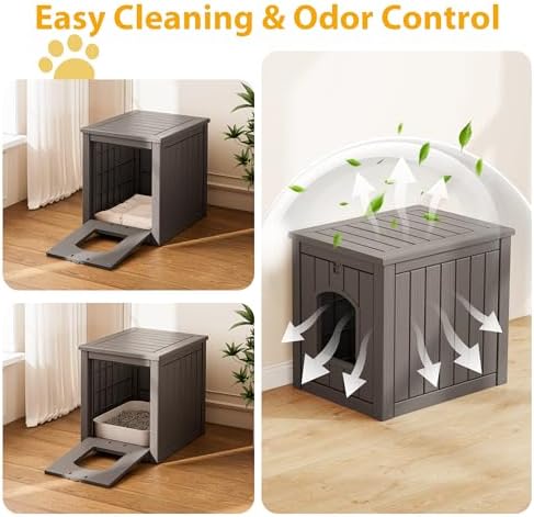 Cat Litter Box Enclosure, Outdoor Cat House Weatherproof, Openable Front Door & - Image 3