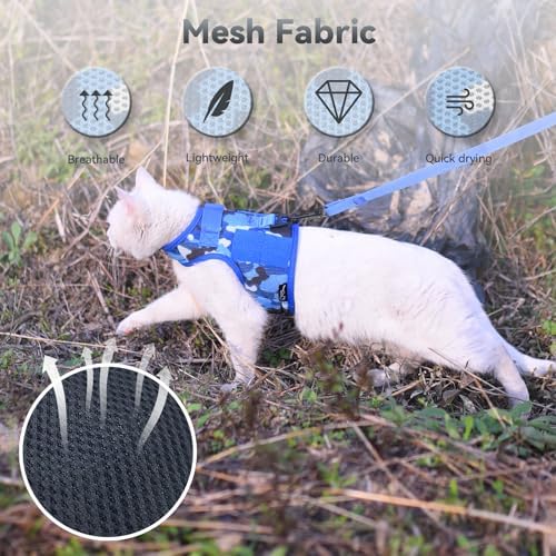Cat Harness and Leash Set for Walking Escape Proof, Ocean Camo - Image 3