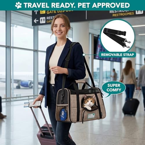 PetAmi Airline Approved Pet Carrier Cats & Small Dogs, Large Heather Taupe - Image 5