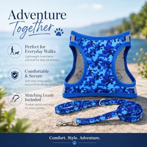 Step in Boy Dog Harness Leash Set- All Weather Reflective No-Pull Padded Mesh - Image 4