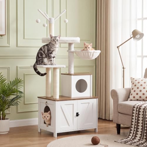 HOOBRO Cat Tree with Litter Box Enclosure - Image 6