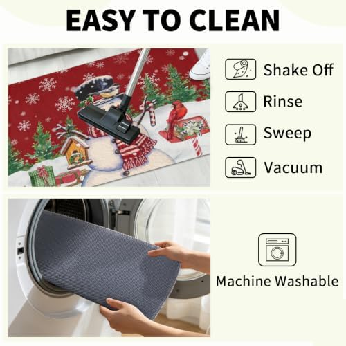 Giwawa Winter Snowman Bath Rug Red Bird Washable Bathroom Mat 20x32 Inch - Image 7