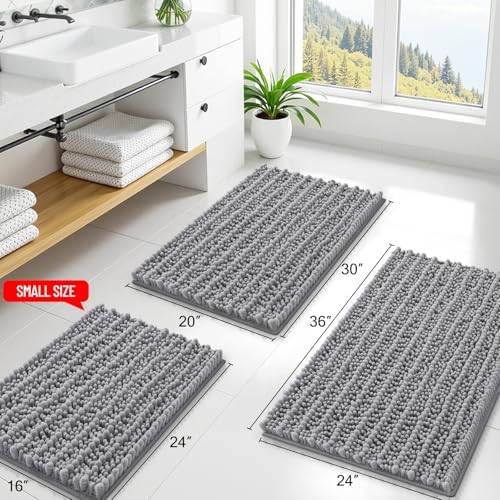 Smiry Bathroom Rugs 30X18, Extra Soft Rubber Backing Chenille Bath Mats - Image 2