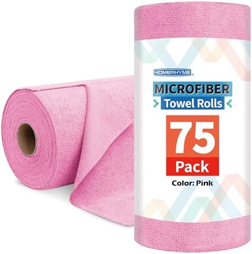 Microfiber Cleaning Cloth Roll, 75 Pack Tear Away Microfiber Towel, Reusable by HOMERHYME