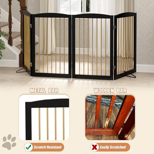 PUPETPO Freestanding Pet Gate for Dogs, Indoor Wooden Dog Gate for House - Image 4