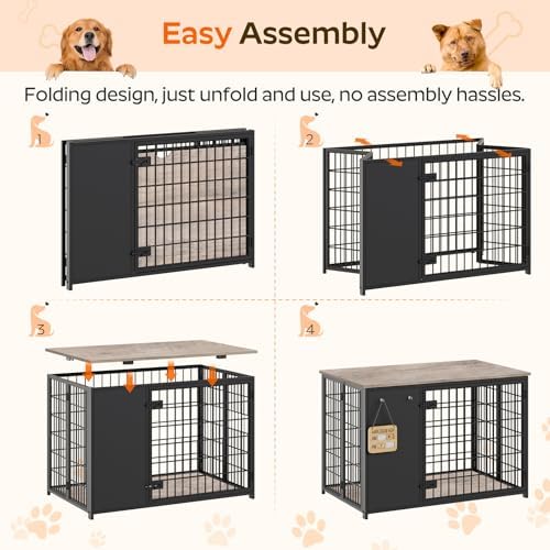 YATINEY Foldable Dog Crate Furniture, Dog Crate - Image 3