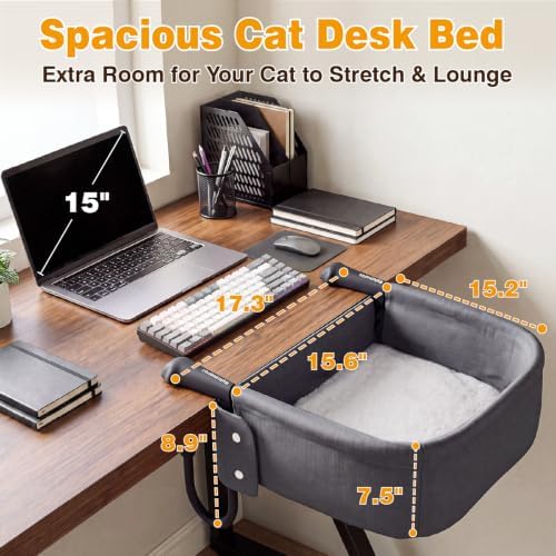Extra-Sturdy Cat Desk Bed for Large Cats 50lbs Desk Cat Bed Attachment - Image 3