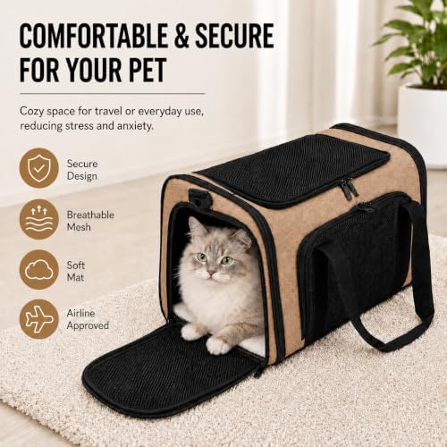 Pet Carrier for Cats and Dogs Up to 15 lb, Desert Yellow - Image 2