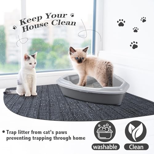 Tinideya 2 Pcs Corner Cat Litter Mat Waterproof Litter Box Mat - Image 6