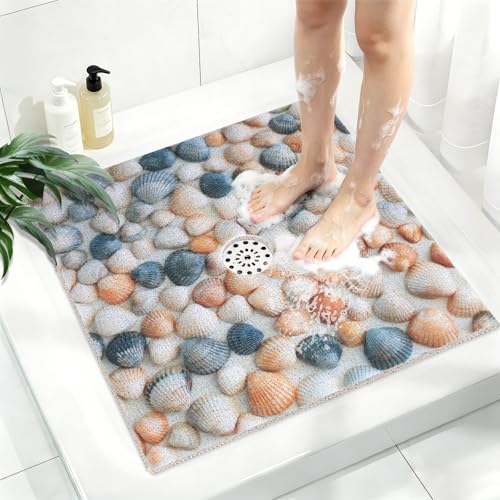 Square Shower Mat, Yonala 27 x 27 Inch Stylish Non Slip Shower Mats by Yonala