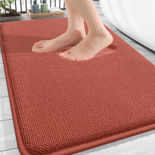 OLANLY Memory Foam Absorbent Bathroom Rugs Mats 30x20, Rustic Terracotta by OLANLY