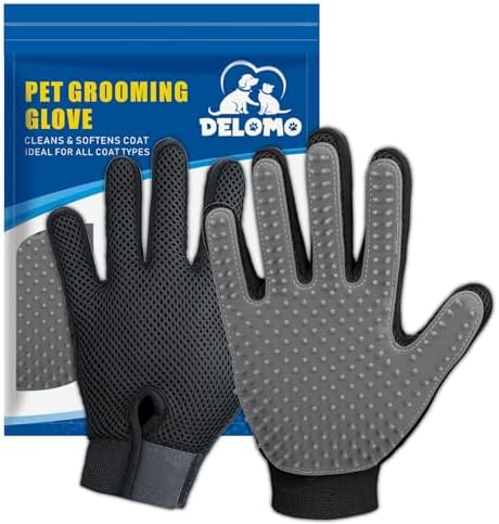 Pet Hair Removal Glove with 255 Silicone Tips by DELOMO
