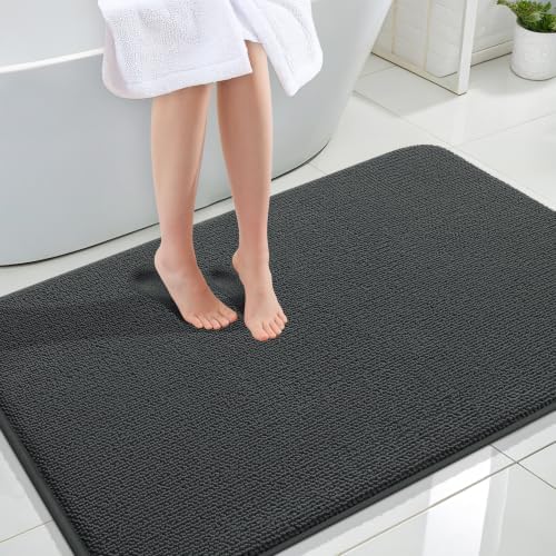 OLANLY Memory Foam Large Bathroom Rugs 47x32, Absorbent Bath Mat, Dark Grey by OLANLY