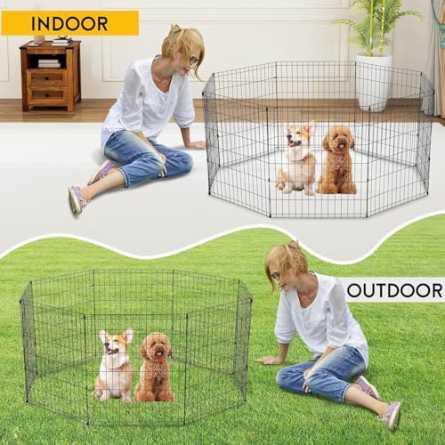 FDW Dog Pen Playpen Puppy Pet Playpen 8 Panel Indoor Outdoor Metal Portable - Image 6