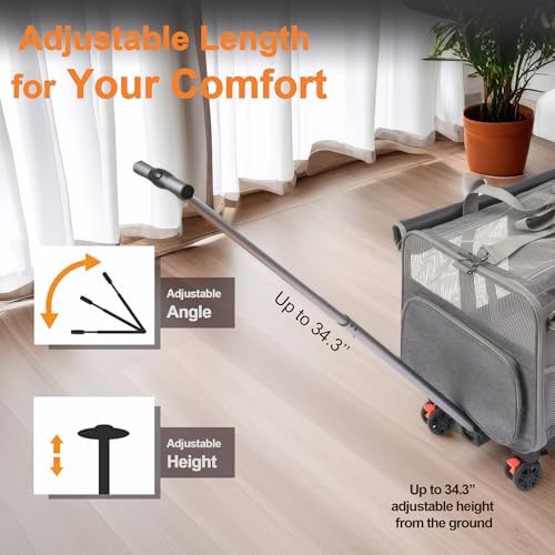 Large Cat Carrier with Wheels – Double-Compartment Foldable Pet Dog Carrier - Image 6