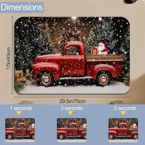 Christmas Red Truck Bathroom Rugs, Non Slip Quick Dry Winter Farmhouse Bath Mats - Image 2