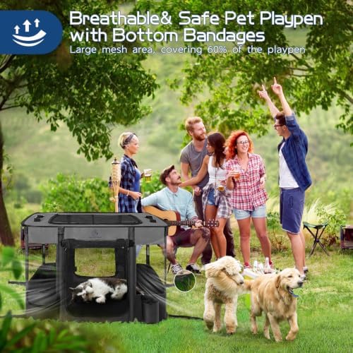 ROMANTIC BEAR Dog Playpen, Foldable Pet Puppy Cat Playpen - Image 3
