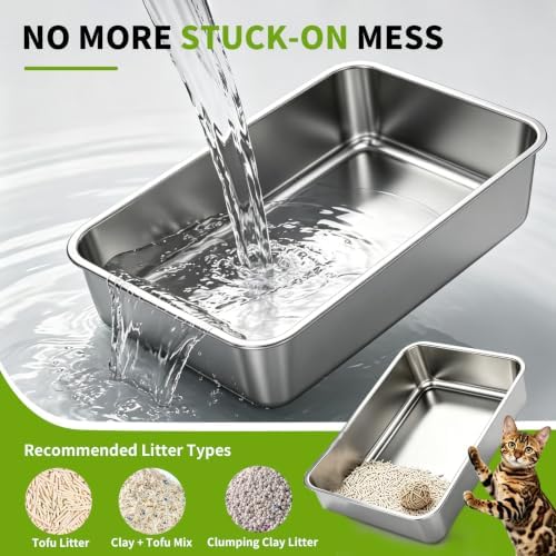 Stainless Steel Cat Litter Box, Extra Large XL Odor Free Metal Litter Box - Image 5