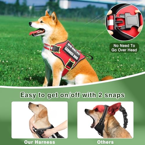 Service Dog Vest Harness and Leash Set+10 Patches, Easy On Off Red L - Image 4