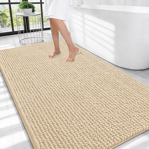 OLANLY Thick Chenille Large Bathroom Rugs 44x32, Absorbent Bath Mat by OLANLY