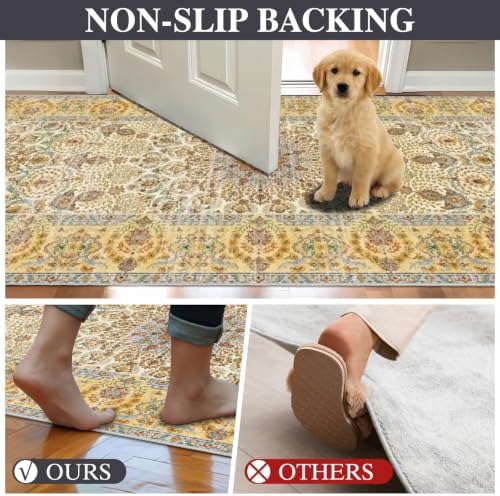 Washable 3x5 Indoor Rug Soft Ultra-Thin Oriental Traditional Distressed Rug - Image 6