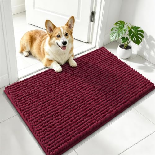 Smiry Dog Door Mat for Muddy Paws 24x16, Ultra Absorbent Chenille Doormat by Smiry