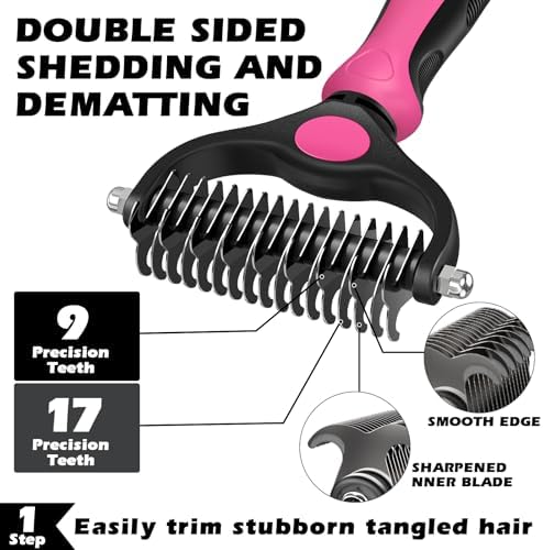 Professional 3PCS Self Cleaning Slicker Brush & Pet Grooming Rake & Flea Comb - Image 2