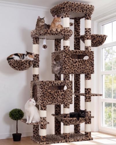 Heybly Cat Tree, 74.8-Inch Spacious & Tall Cat Tower by HEYBLY