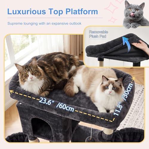 Heybly 68.1" Cat Tree with Oversized Top Platform & Wide Base HCT059G - Image 6