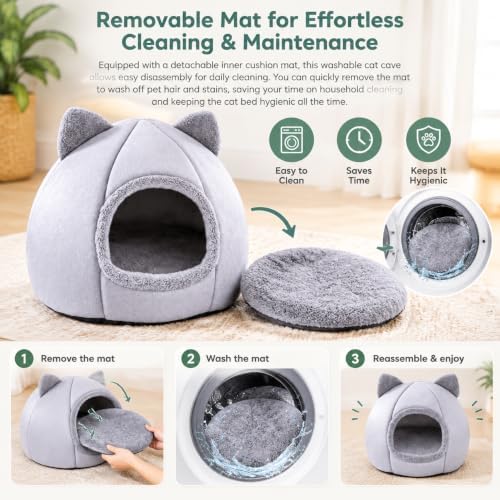 Cat Cave Beds for Indoor Cats, Cushion Bed Dog Pet Shelter House - Image 7