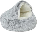 Dog Cave Bed for Small Dogs Cats Pets, Anti Anxiety Calming Plush Dog Beds by NTUQCAW