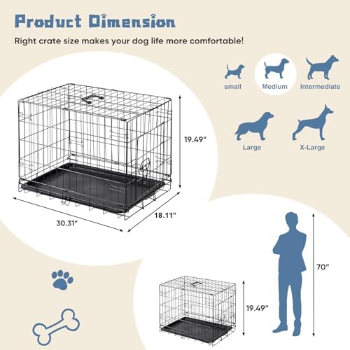 DUMOS Dog Crate 30 Inch, Foldable Puppy Small Medium Dog Cage Pet Kennel - Image 5