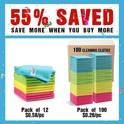 HOMEXCEL 100PK Microfiber Cleaning Cloth, Cleaning Rag - Image 2