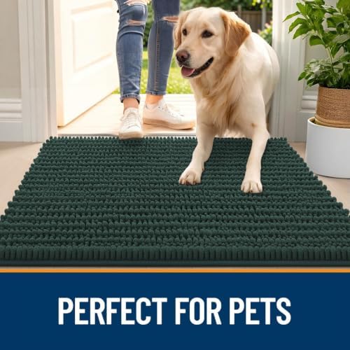 OLANLY Dog Door Mat for Muddy Paws 30x20, Ultra-Absorbent Chenille Mud Mat - Image 6