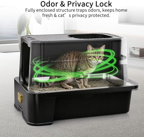 RIZZARI Enclosed Cat Litter Box: Stainless, Top Entry, Easy Clean - Image 5