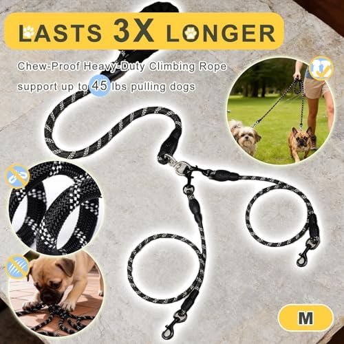 Dual Dog Leash - 360° Swivel No Tangle Walking Leash, Detachable Design - Image 5