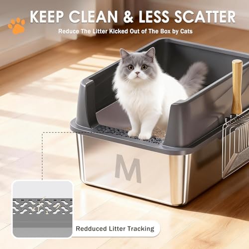 Stainless Steel Litter Box, 17.4'' x 13.5'' x 8.5'' Metal Kitty Litter Box - Image 5