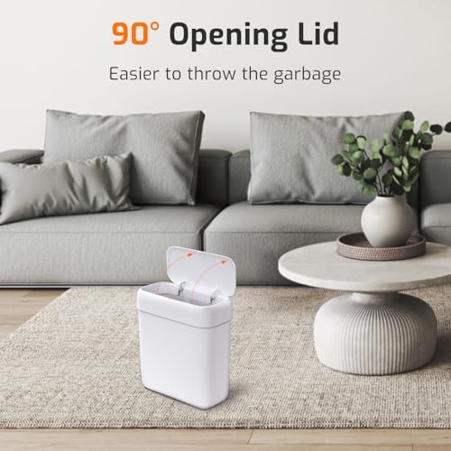 Small Bathroom Trash Can with Lid, 2.6 Gallon Garbage Can with Pop-Up Lid - Image 6