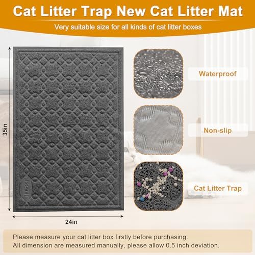 Cat Litter Box Mat, Litter Box Mat Scatter Control, Waterproof, Durable Large - Image 2