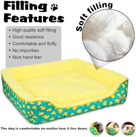 Rectangle Washable Dog Bed for Large, Medium & Small Dogs – Soft Calming Puppy - Image 4