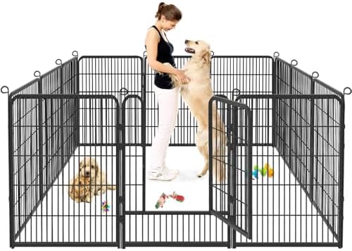 Dog Playpen, 32inch 10 Panels Outdoor Dog Fence Indoor Dog Pen Anti-Rust Pet by Jhsomdr