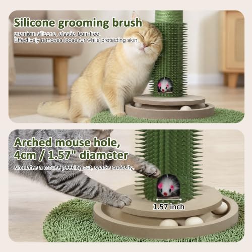 40" Cactus Cat Scratching Post, Natural Sisal Rope Scratcher Post - Image 5