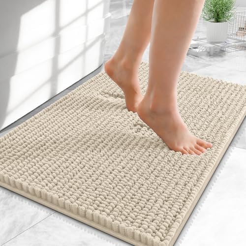 OLANLY Thick Chenille Small Bathroom Rugs 24x16, Absorbent Bath Mat by OLANLY