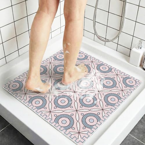 Square Non Slip Shower Mat, Loofah Shower Mats by BLESWIN